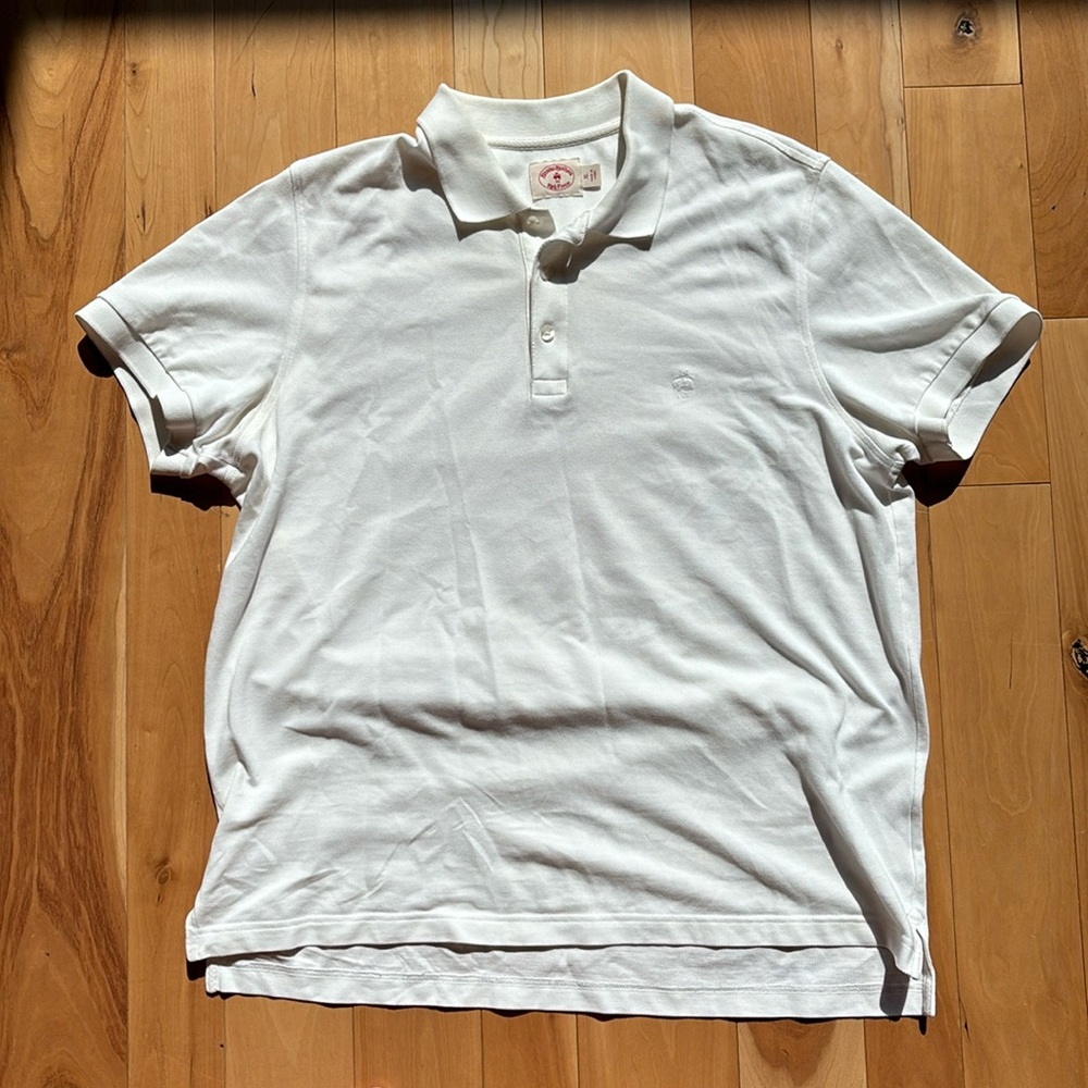 Mens Brooks Brothers Red Fleece X Large White Pique Polo